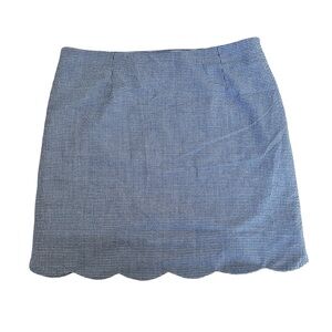 Blue & White Gingham Scalloped Skirt Size M | Coastal Hamptons 100% cotton